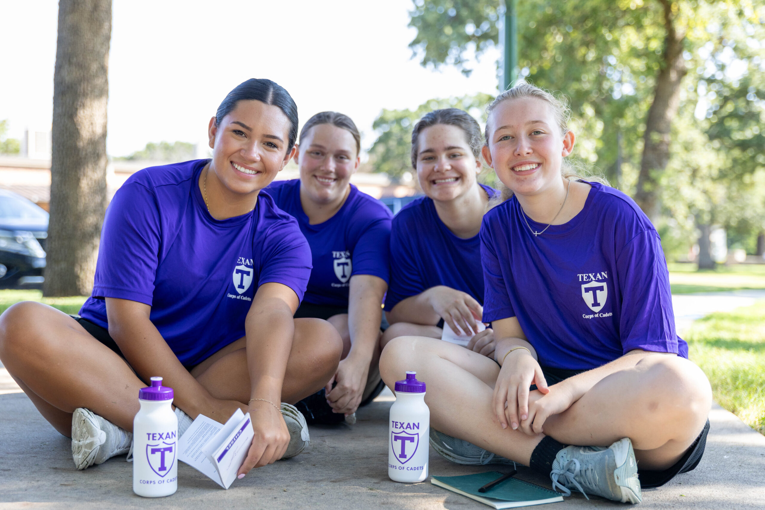 Four freshmen cadets smiling during DOT week